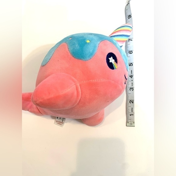 Aurora Tasty Peach Rainbow Narwhal Plush 8” - Picture 6 of 7